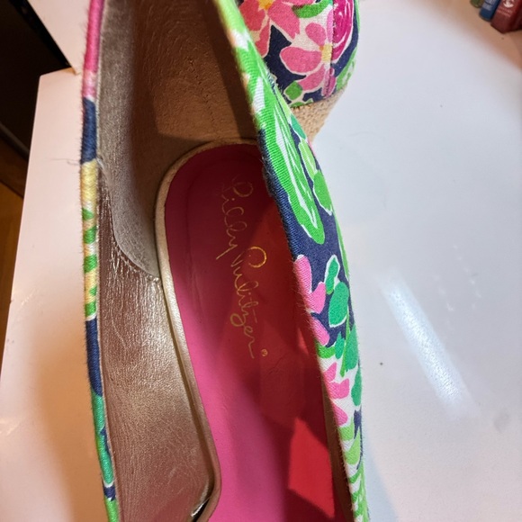 Lilly Pulitzer Floral Wedge Peep-Toe Shoes - Picture 2 of 11